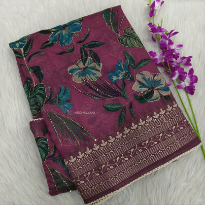 Pink designer digital printed soft silk cotton saree ns52-Neidhal