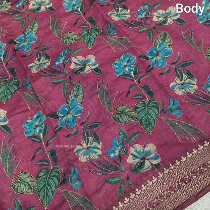 Pink designer digital printed soft silk cotton saree ns52-Neidhal