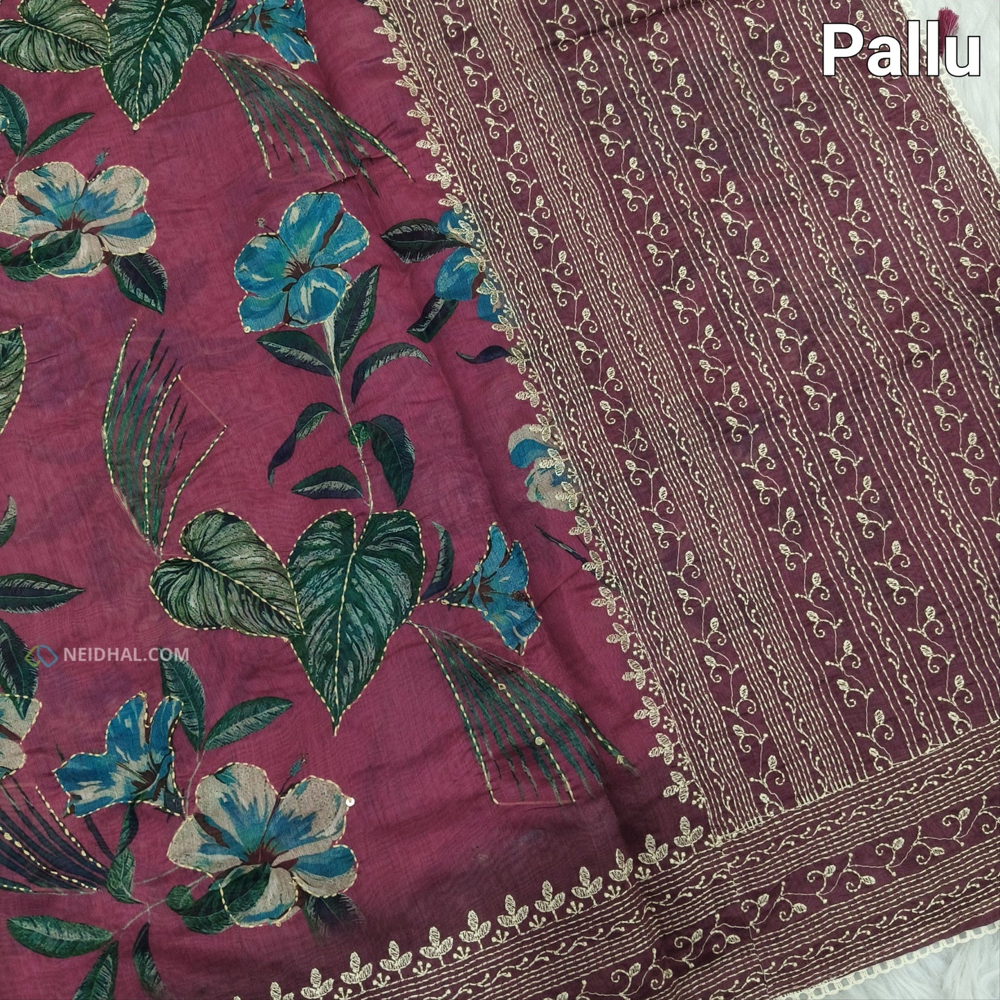 Pink designer digital printed soft silk cotton saree ns52-Neidhal