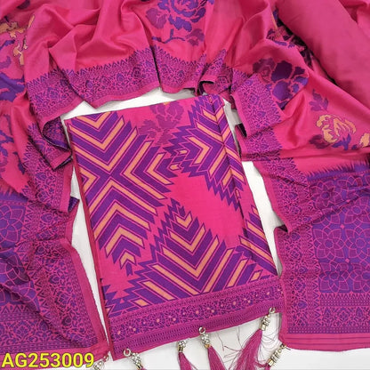 Pink designer mul chanderi semi stitched salwar material ag253009 Neidhal