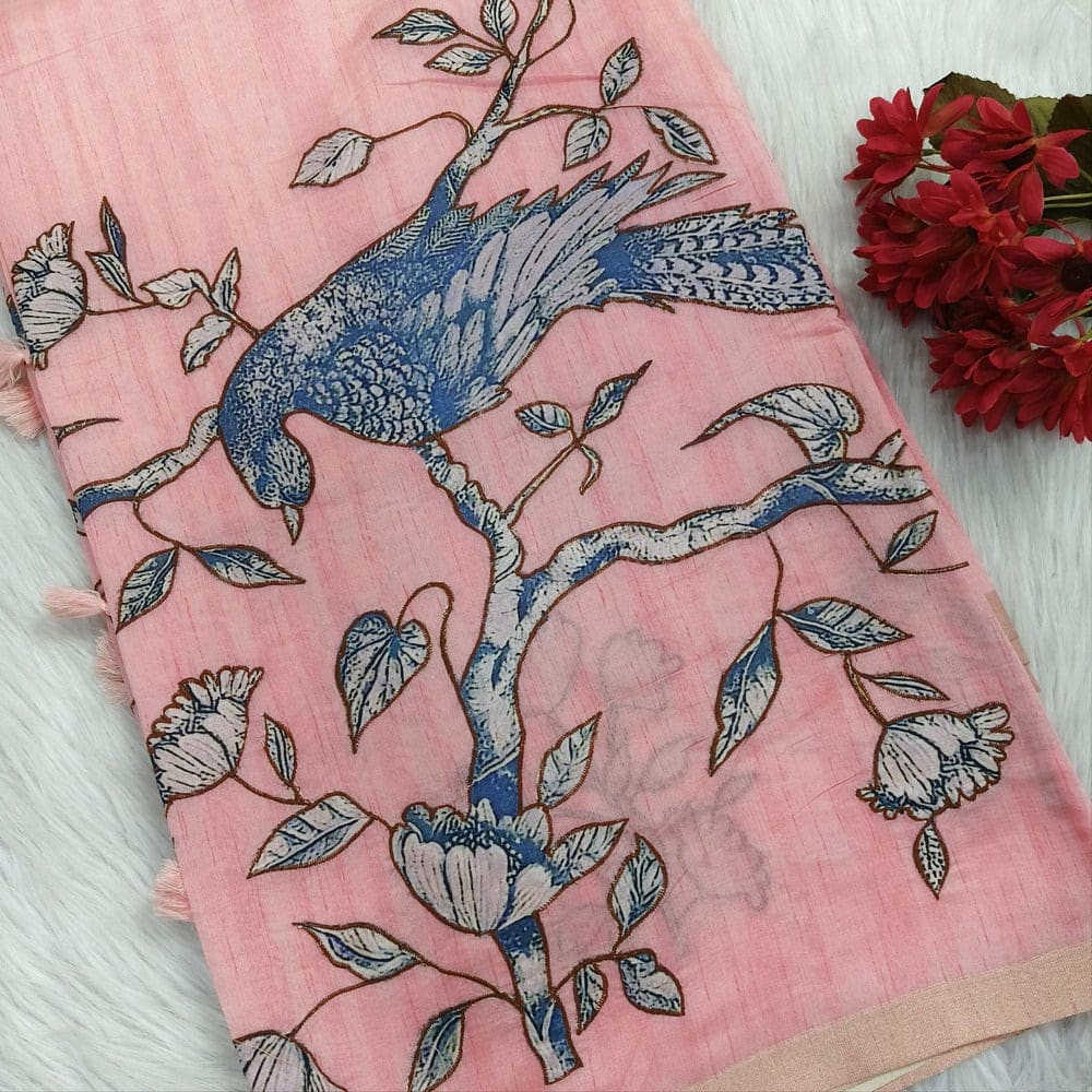 Pink designer silk cotton saree ns114-Neidhal