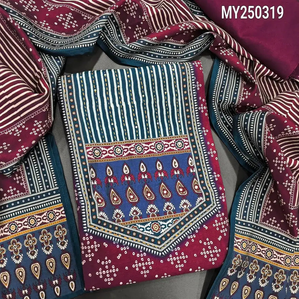 Pink digital bandhini printed modal maslin silk salwar material my250319-Neidhal