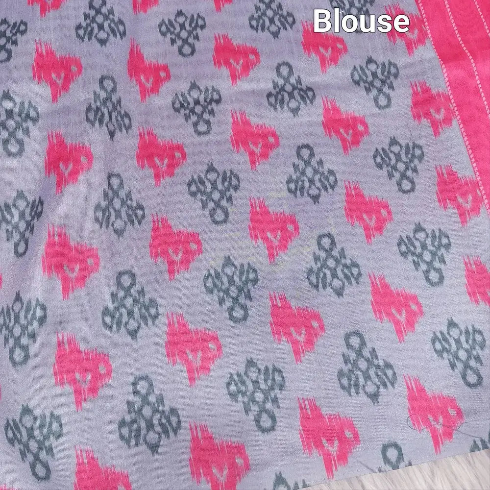 Pink Digital Printed Fancy Silk Cotton Saree - Applique work | Neidhal