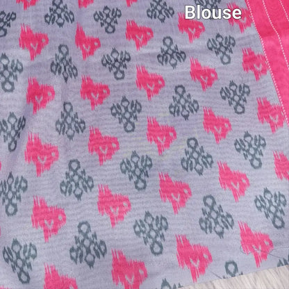 Pink Digital Printed Fancy Silk Cotton Saree - Applique work | Neidhal