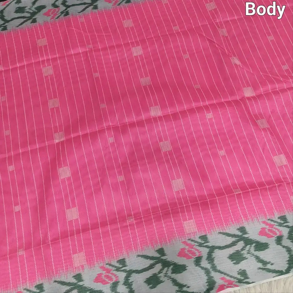 Pink Digital Printed Fancy Silk Cotton Saree - Applique work | Neidhal