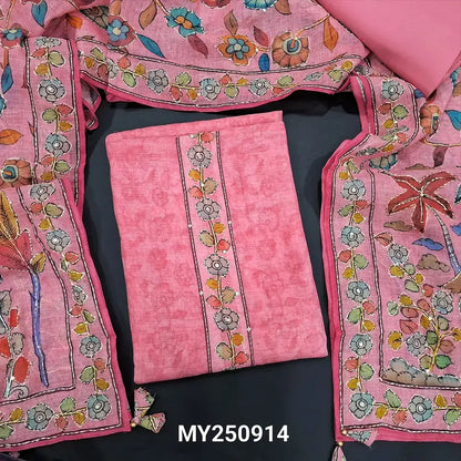 Pink digital printed linen salwar material my250914-Neidhal