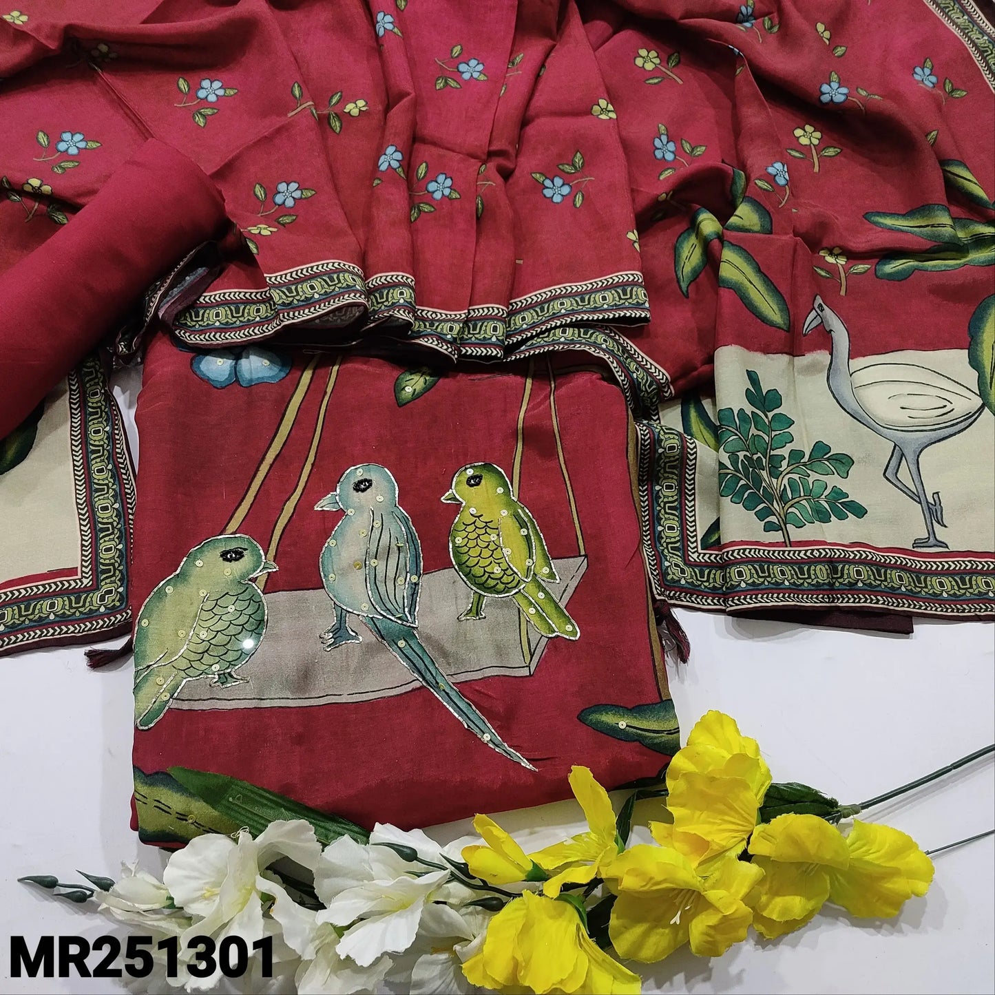 Pink digital printed maslin silk salwar material mr251301-Neidhal