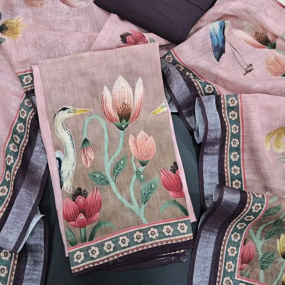 Pink digital printed semi linen salwar material jl250518-Neidhal