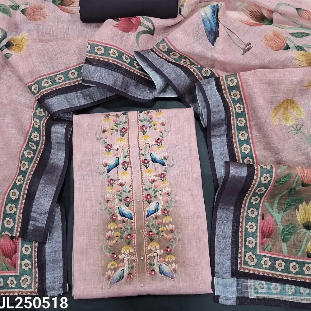 Pink digital printed semi linen salwar material jl250518-Neidhal