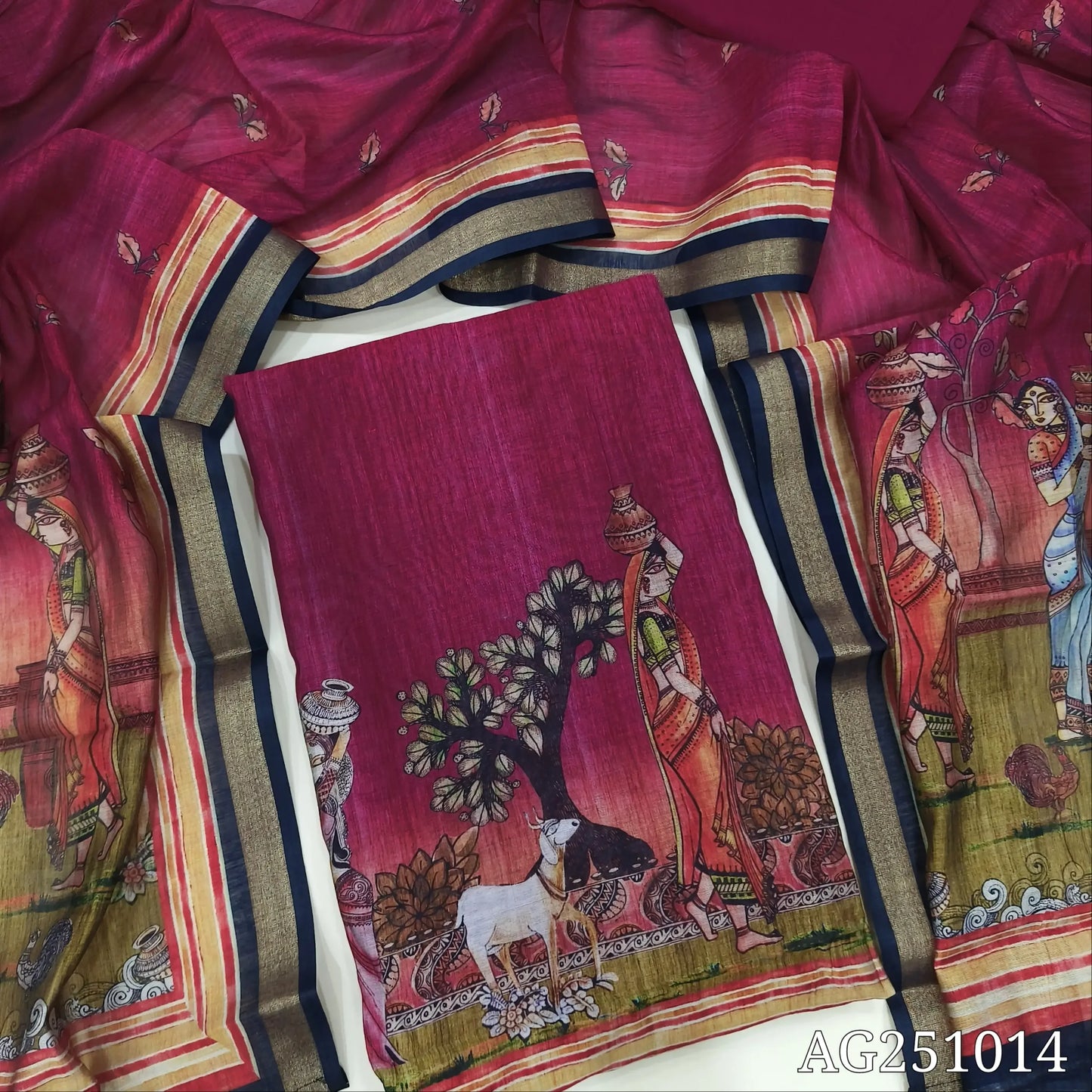 Pink digital printed silk cotton salwar material ag251014-Neidhal