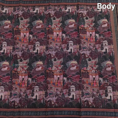 CODE NS21: Pink shade digital printed silk cotton saree(thin& light weight)striped pattern pallu zigzag printed blouse