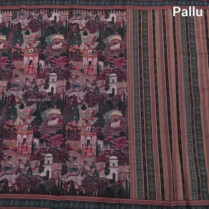 CODE NS21: Pink shade digital printed silk cotton saree(thin& light weight)striped pattern pallu zigzag printed blouse