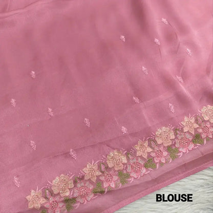 Pink embroidered shimmer chiffon saree ns187-Neidhal