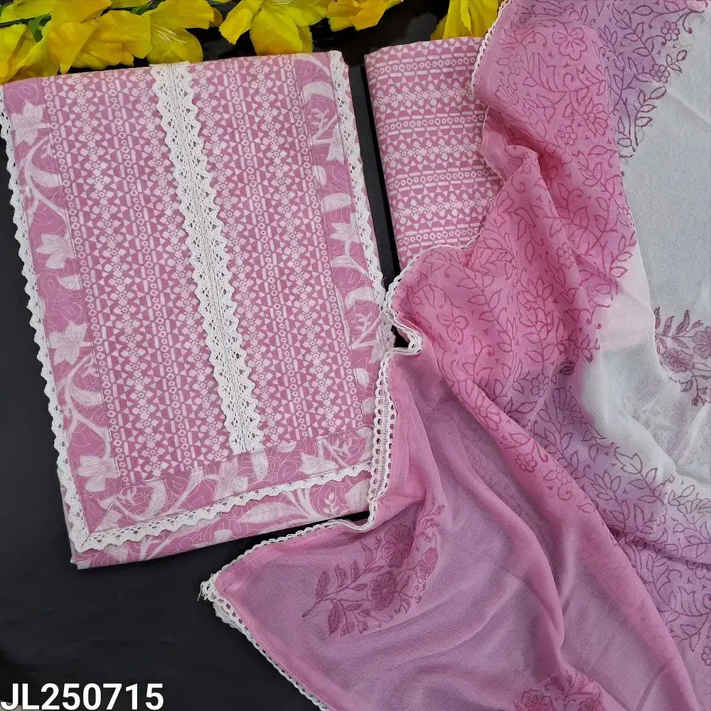 Pink floral printed cotton salwar material jl250715-Neidhal