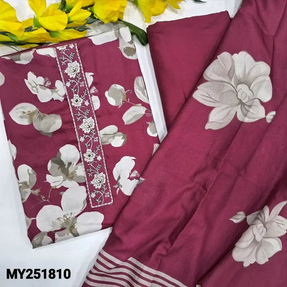 Pink floral printed satin cotton salwar material my251810-Neidhal