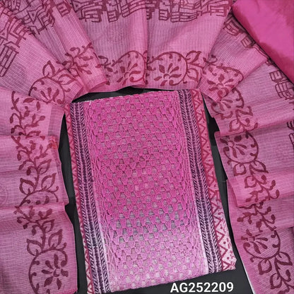 Pink hand block printed premium super net salwar material ag252209 Neidhal