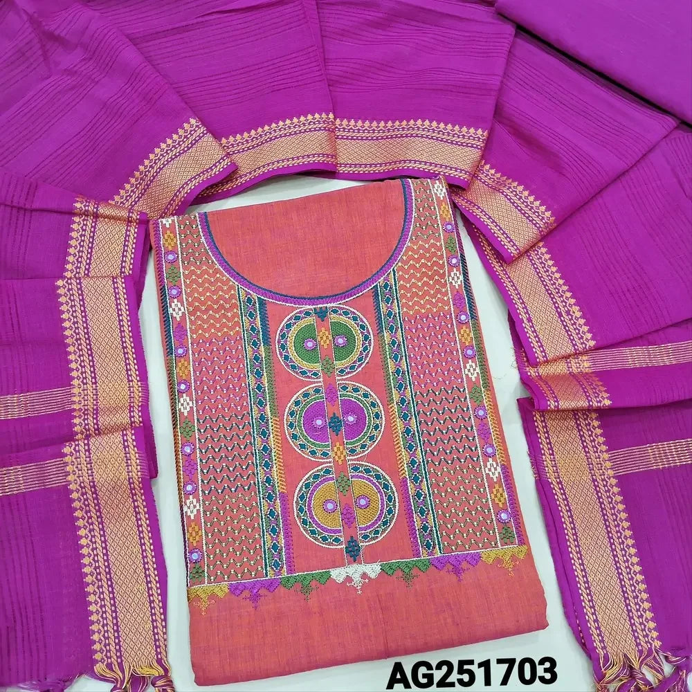 Pink handloom cotton salwar material ag251703 Neidhal