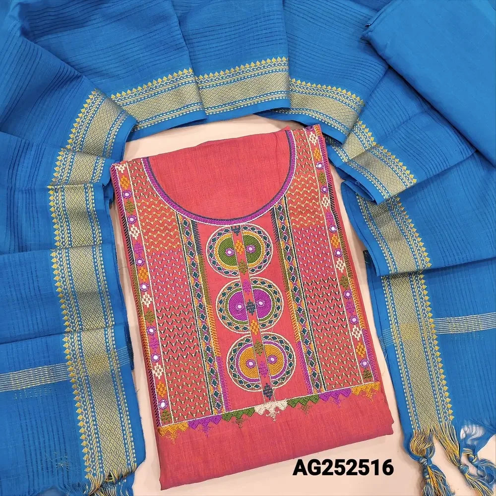 Pink handloom cotton salwar material ag252516 Neidhal