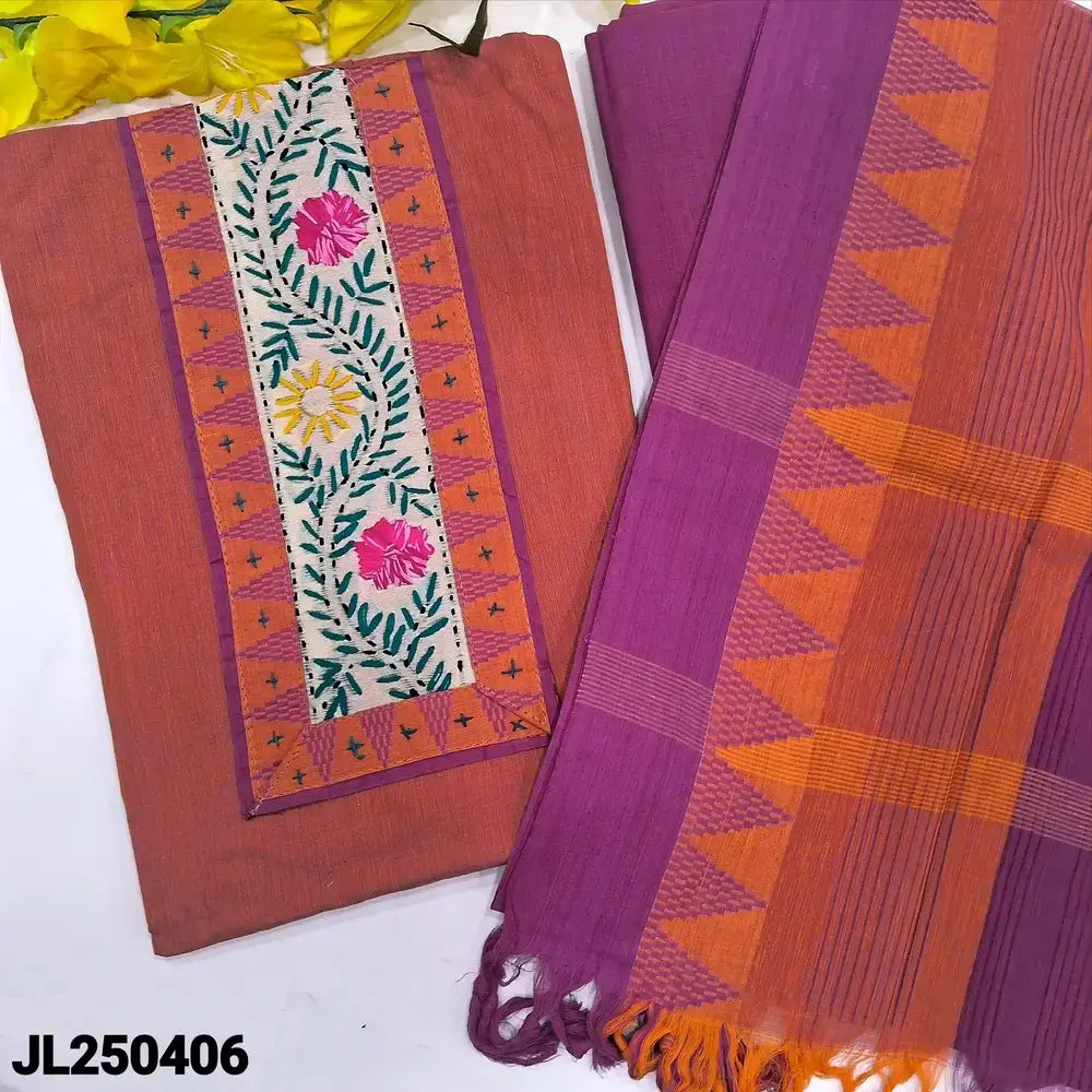 Pink handloom cotton salwar material jl250406-Neidhal