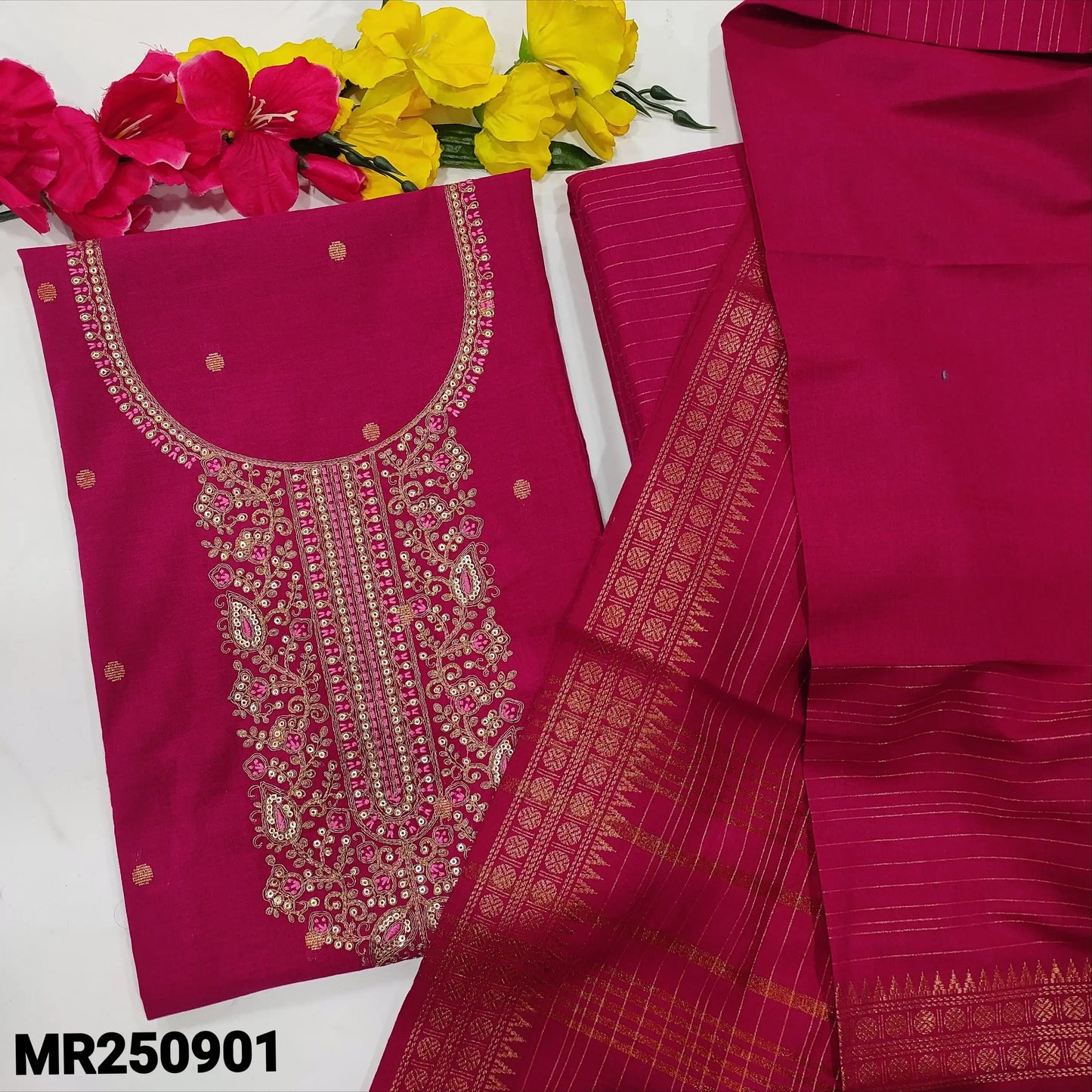 Pink handloom cotton salwar material mr250901-Neidhal