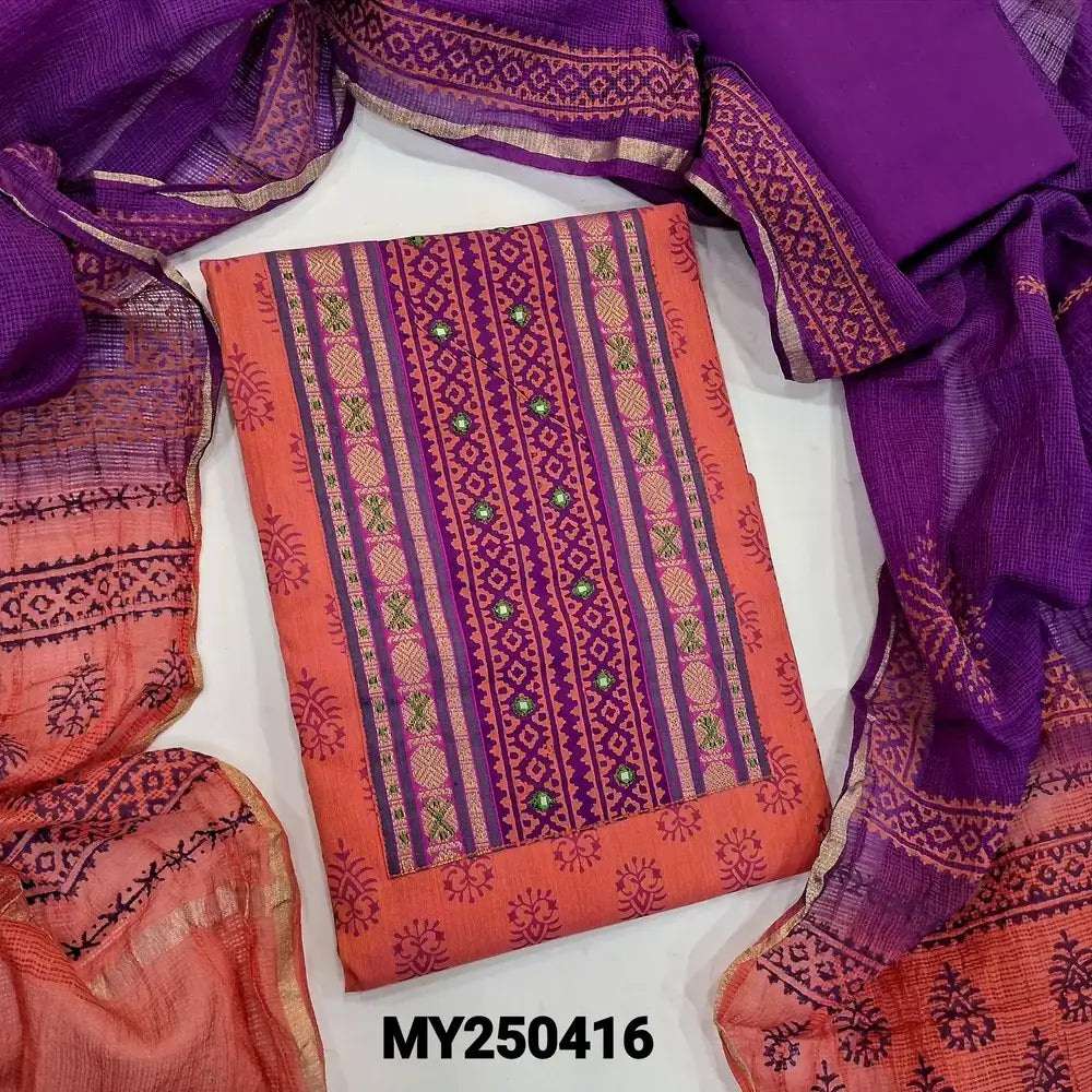 Pink handloom cotton salwar material my250416-Neidhal