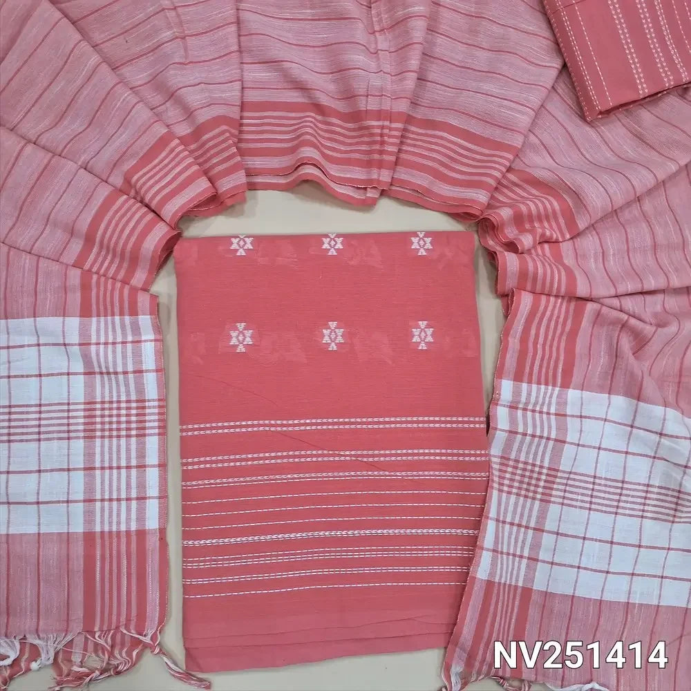 pink handloom cotton unstitched salwar material nv251414-Neidhal