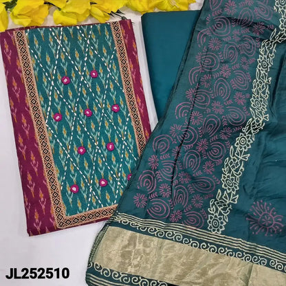 Pink ikat printed jam cotton salwar material jl252510-Neidhal