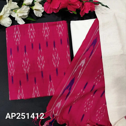 Pink ikat pure handloom cotton salwar material ap251412-Neidhal
