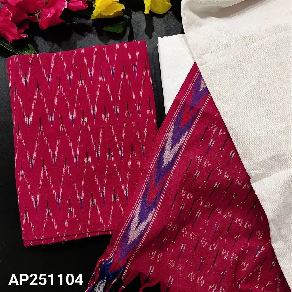 Pink ikat woven handloom cotton salwar material ap251104-Neidhal