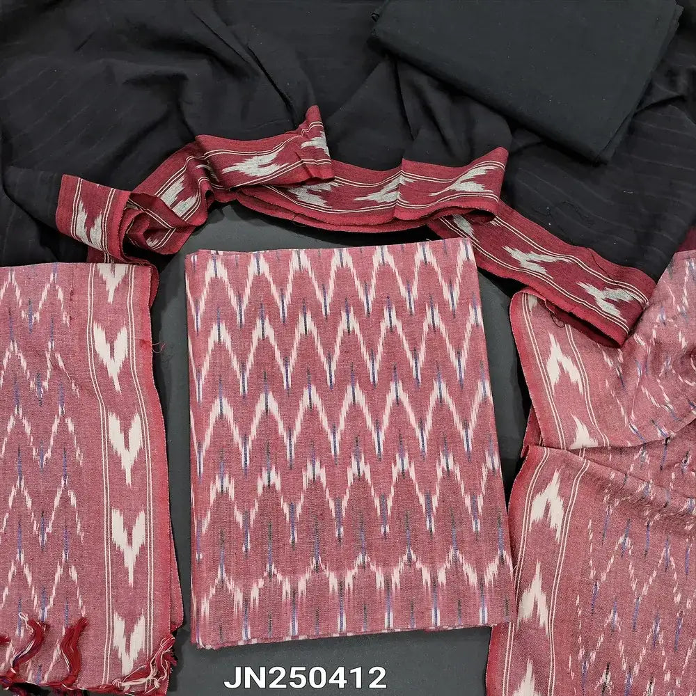 Pink ikat woven handloom cotton salwar material jn250412-Neidhal