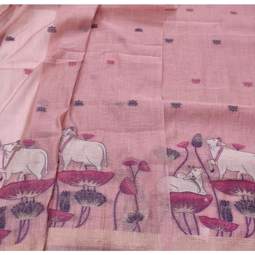 CODE FB250904: Pink jamdani woven premium silk cotton unstitched salwar material(thin fabric lining needed)matching