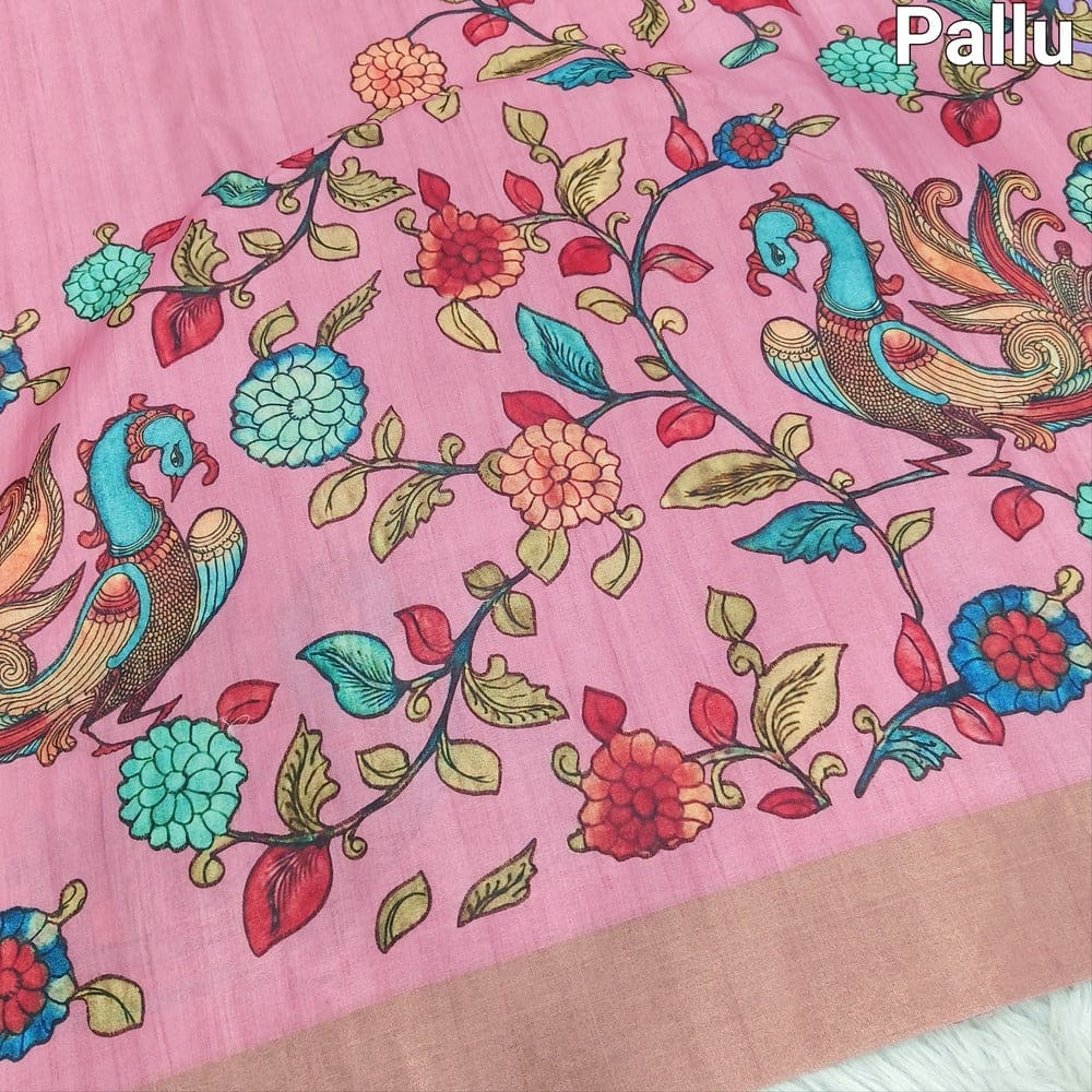 Pink kalamkari fancy soft silk saree ns108-Neidhal