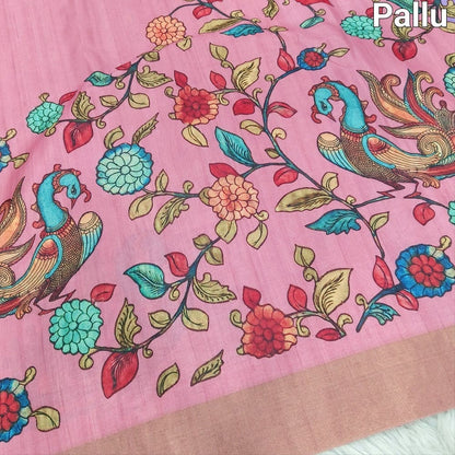 Pink kalamkari fancy soft silk saree ns108-Neidhal
