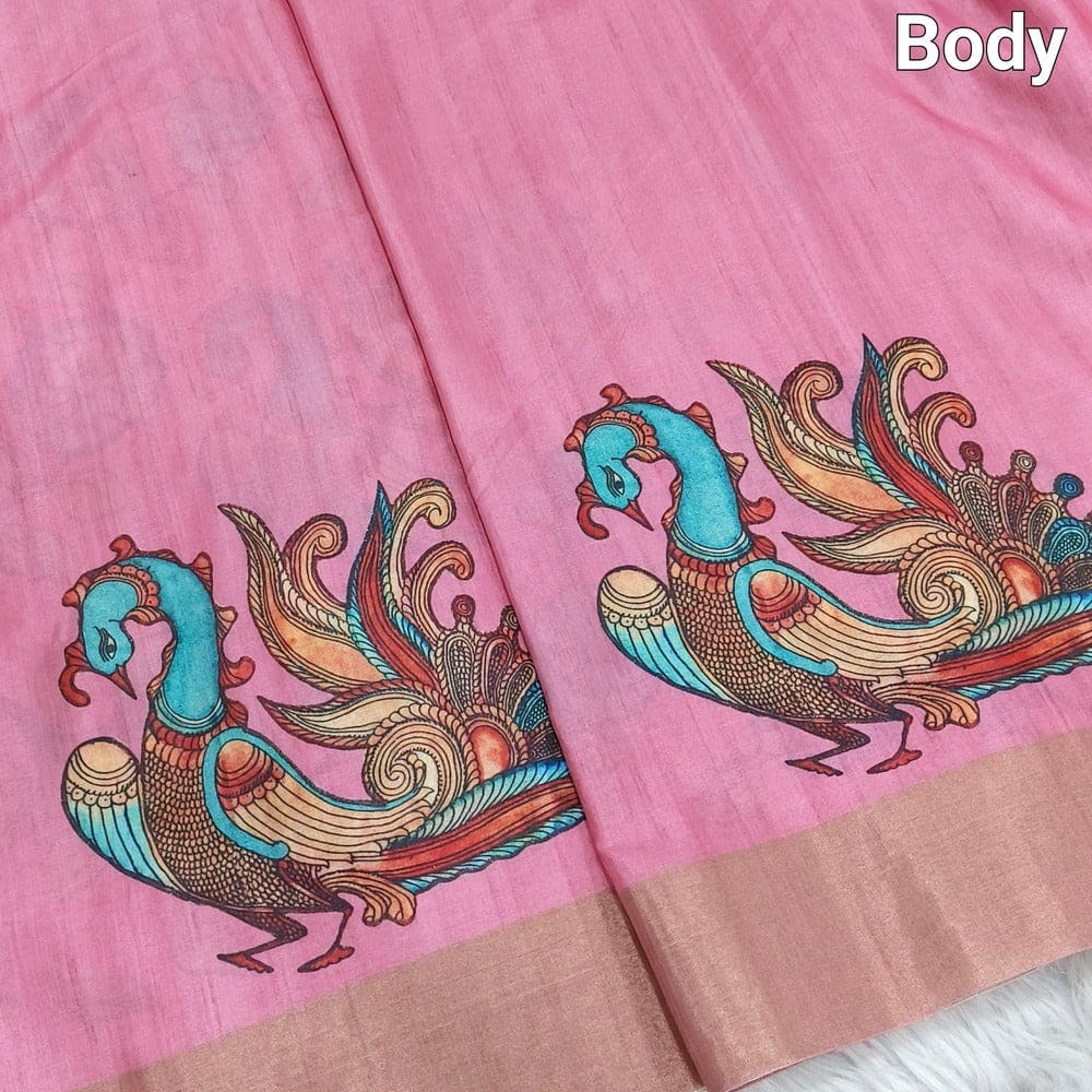 Pink kalamkari fancy soft silk saree ns108-Neidhal