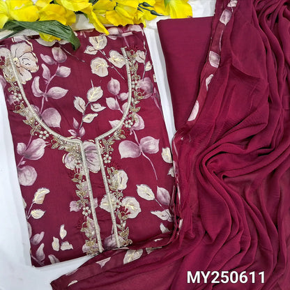 Pink leafy printed jam cotton salwar material my250611-Neidhal