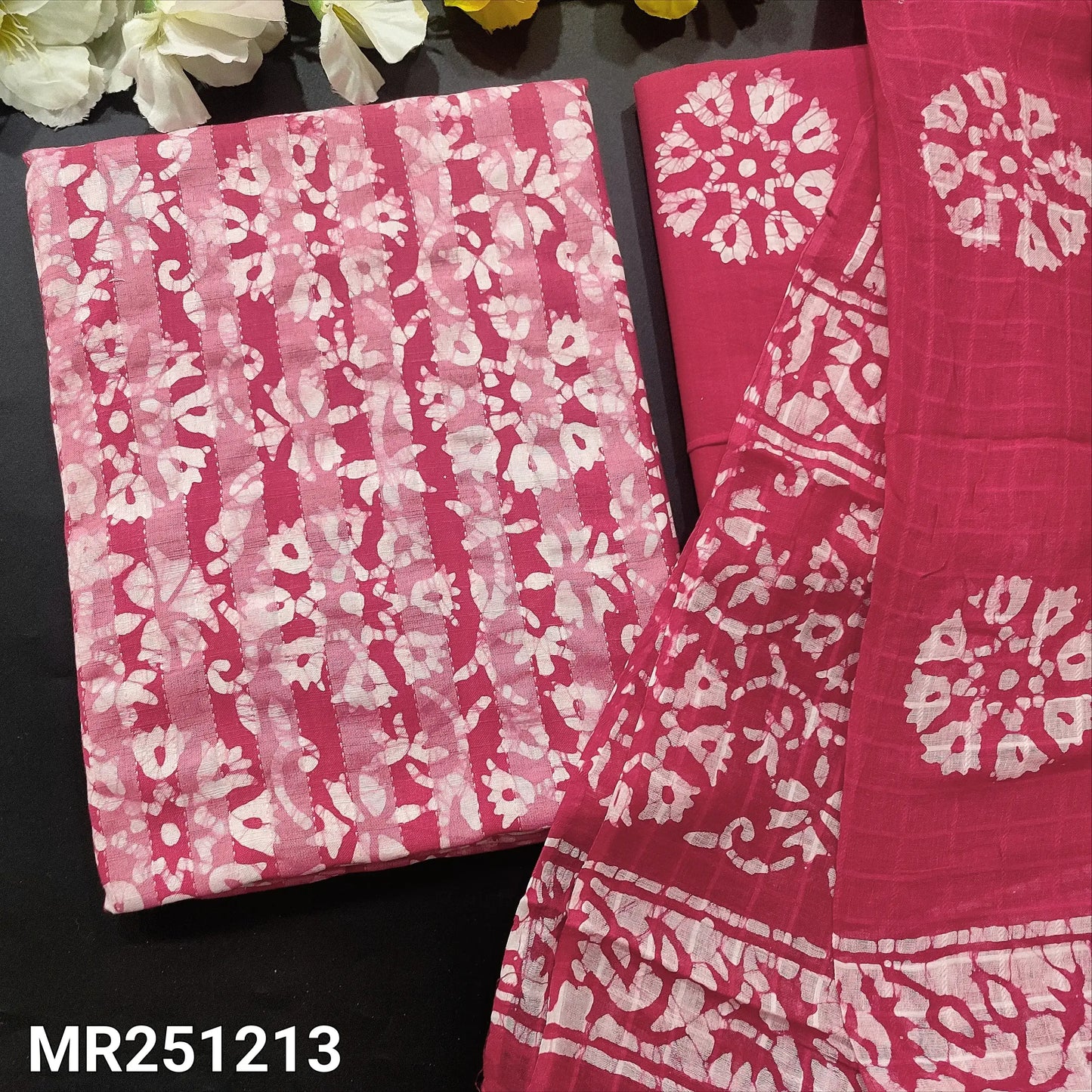 Pink original wax batik kantha cotton salwar material mr251213-Neidhal