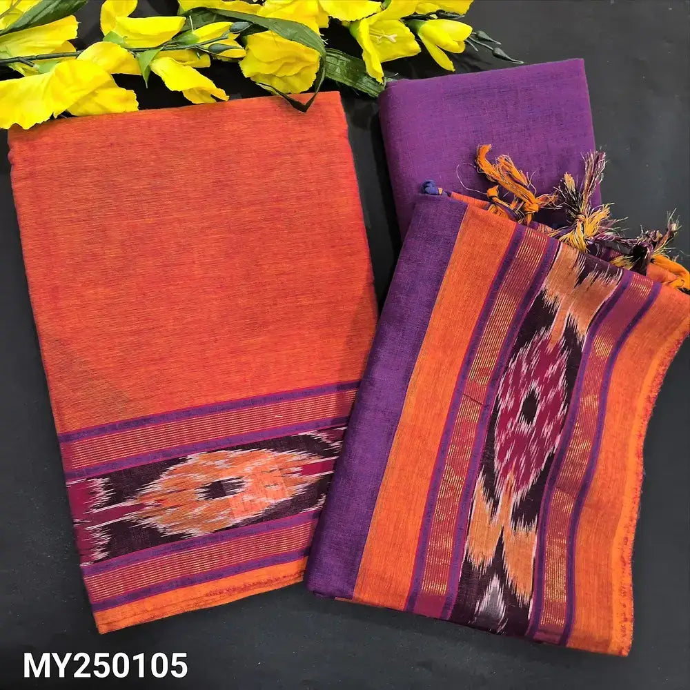 Pink peach south handloom cotton salwar material my250105-Neidhal