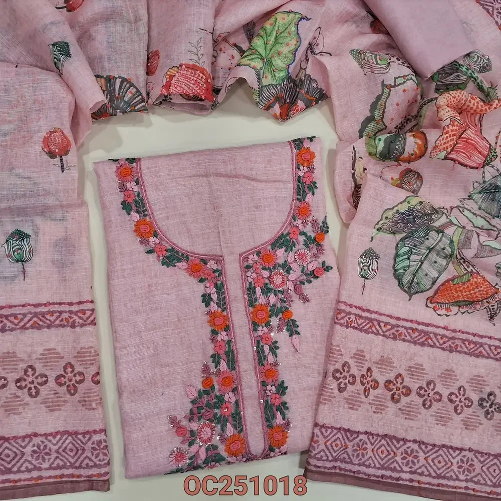 pink premium linen salwar material OC251016-Neidhal