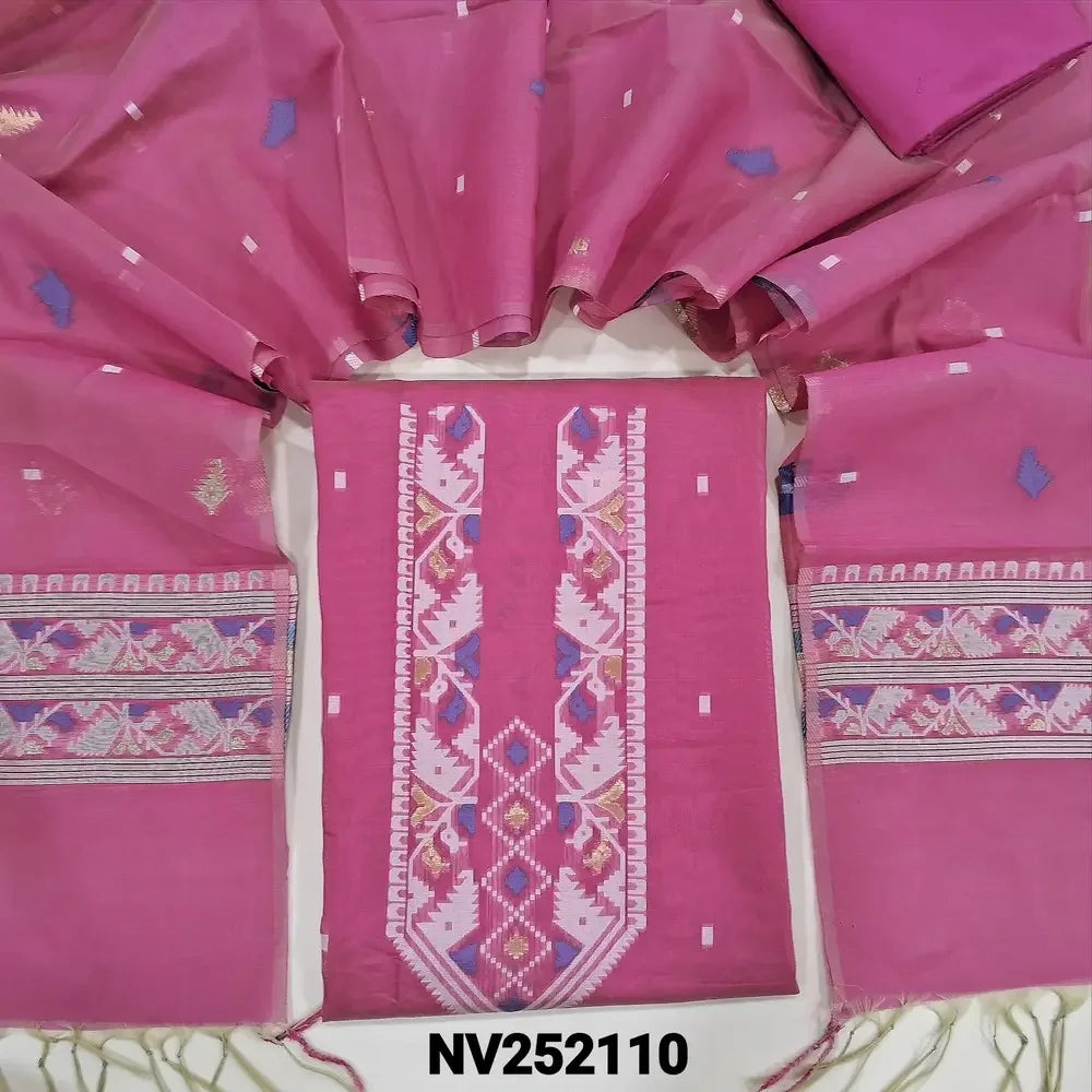 pink premium silk cotton unstitched salwar material nv252110-Neidhal