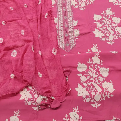 Pink printed cotton salwar material ap250514-Neidhal