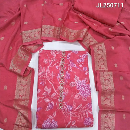 Pink printed maslin silk salwar material jl250711-Neidhal