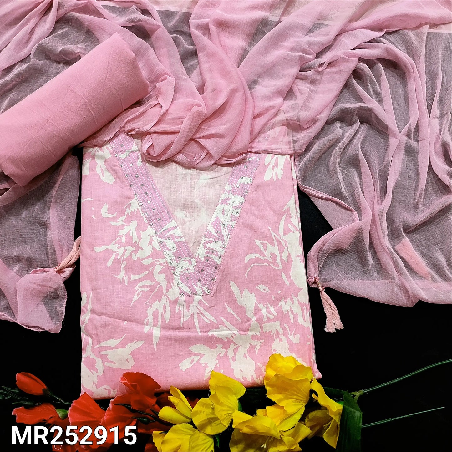 Pink printed pure cotton salwar material mr252915-Neidhal