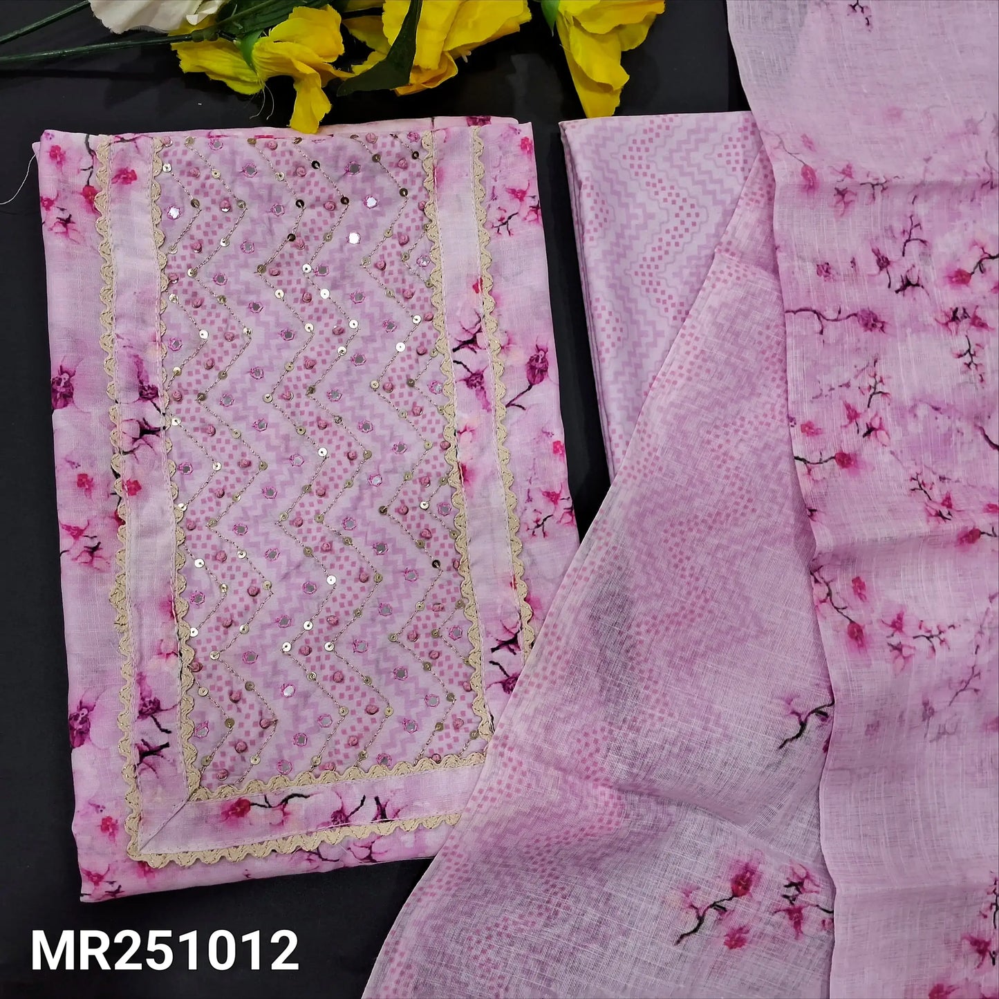 Pink printed soft cotton salwar material mr251012-Neidhal