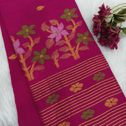 Pink pure linen saree ns127-Neidhal