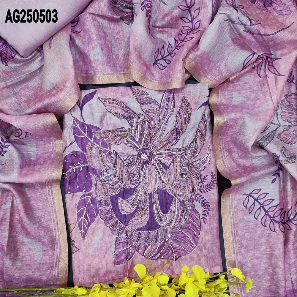 Pink purple designer digital printed silk cotton salwar material ag250503-Neidhal