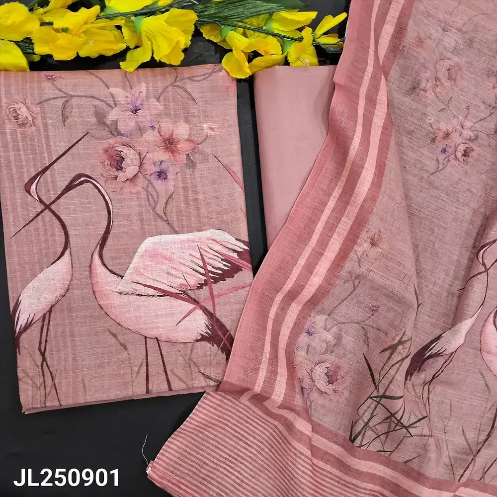 Pink semi linen salwar material jl250901-Neidhal