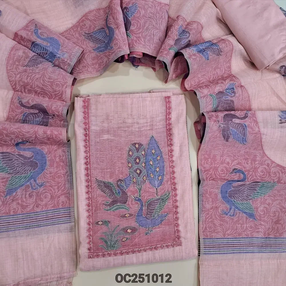 Pink silk cotton salwar material OC251012-Neidhal