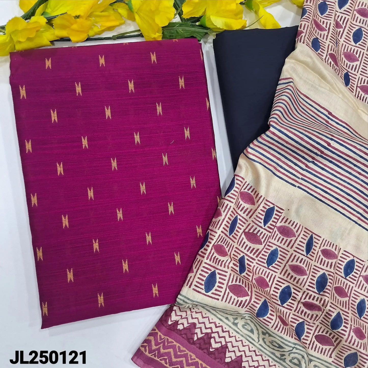 Pink slub silk cotton salwar material jl250121-Neidhal