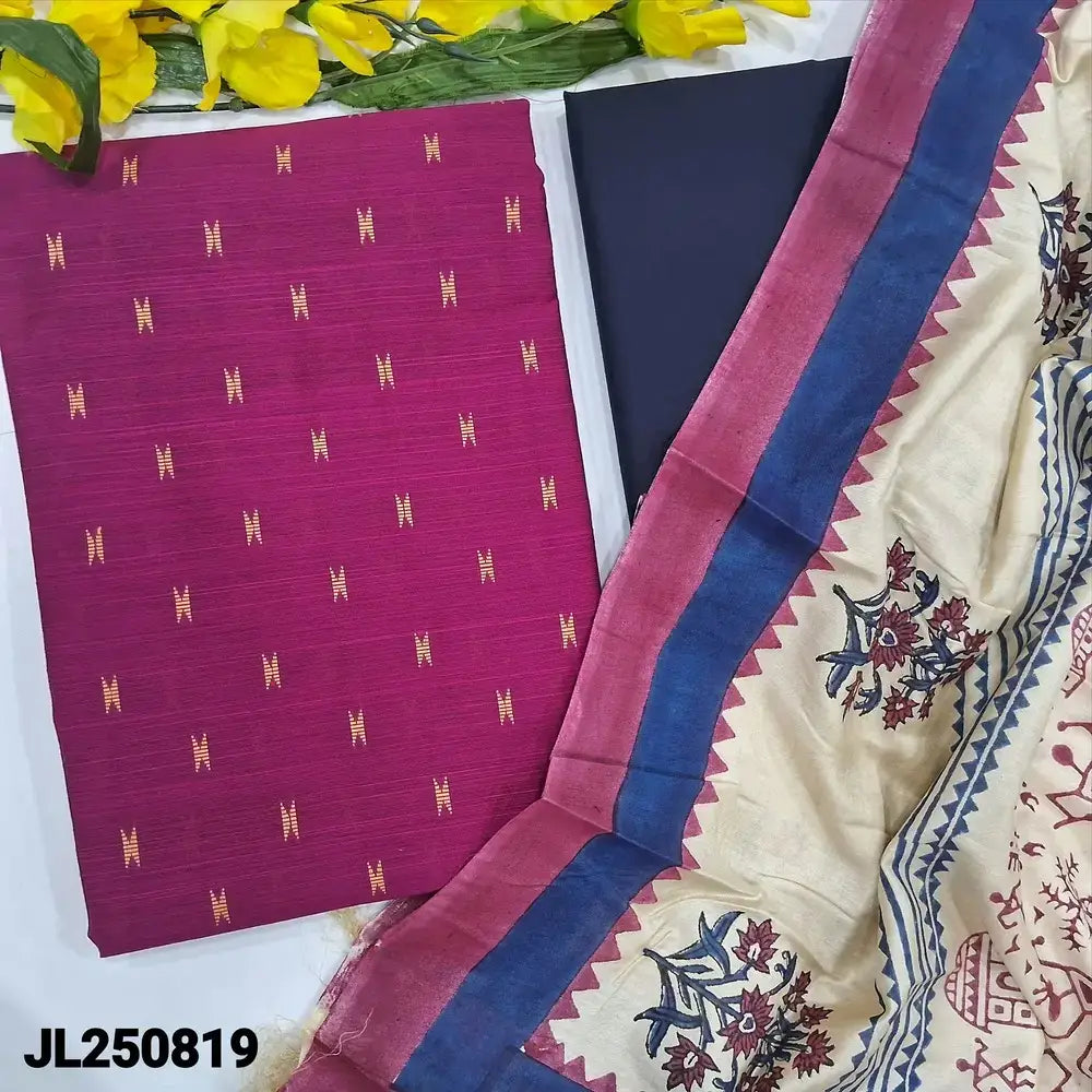 Pink slub silk cotton salwar material jl250819-Neidhal