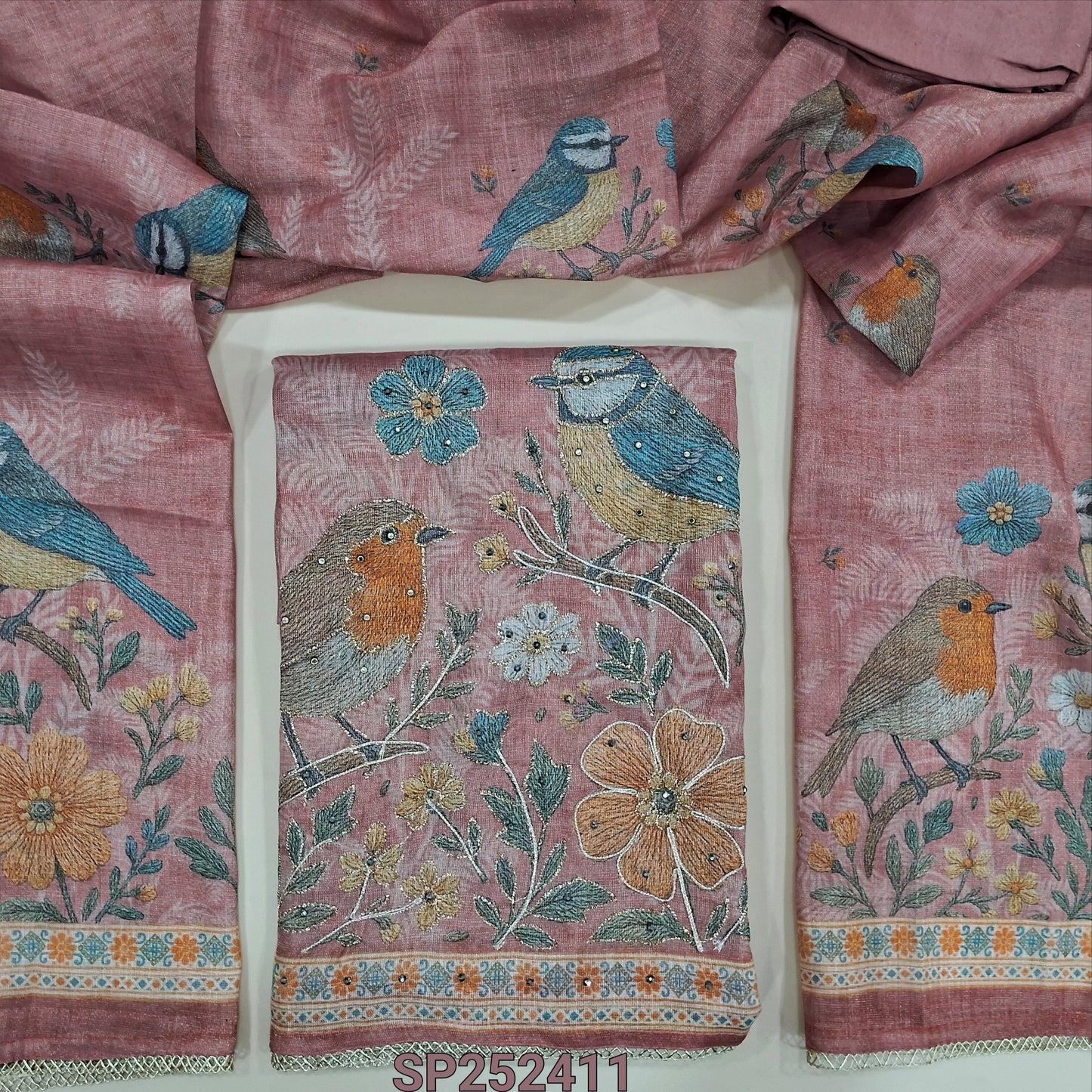 PINK tissue silk cotton salwar material SP252411-Neidhal